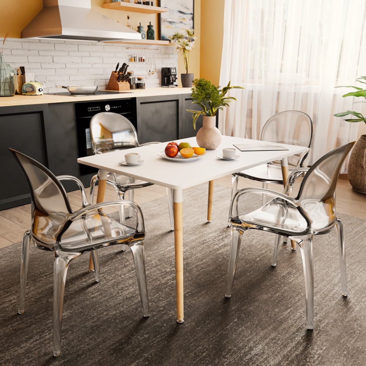 Τραπέζι Natali pakoworld MDF λευκό-πόδια φυσικό 120x80x76εκ Τραπέζι Natali pakoworld MDF λευκό-πόδια φυσικό 120x80x76εκ