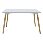 Τραπέζι Natali pakoworld MDF λευκό-πόδια φυσικό 120x80x76εκ Τραπέζι Natali pakoworld MDF λευκό-πόδια φυσικό 120x80x76εκ