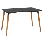 Τραπέζι Natali pakoworld MDF μαύρο-πόδια φυσικό 120x80x76εκ Τραπέζι Natali pakoworld MDF μαύρο-πόδια φυσικό 120x80x76εκ