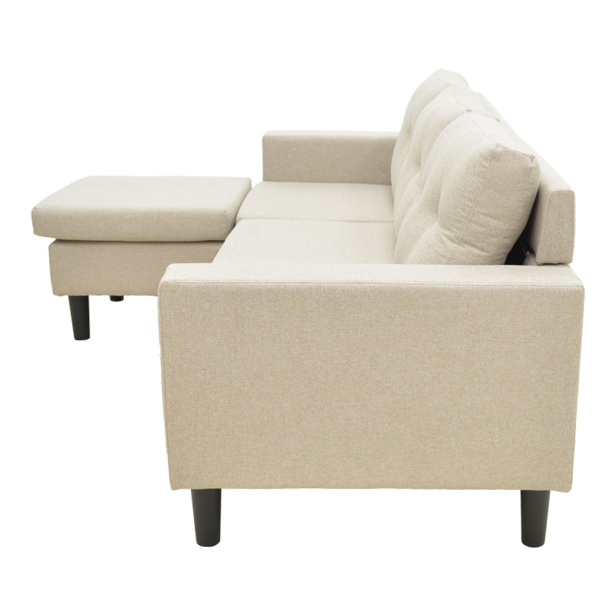 Γωνιακός καναπές αναστρέψιμος Maneli pakoworld μπεζ ύφασμα 196x138/77x82εκ