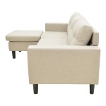 Γωνιακός καναπές αναστρέψιμος Maneli pakoworld μπεζ ύφασμα 196x138/77x82εκ