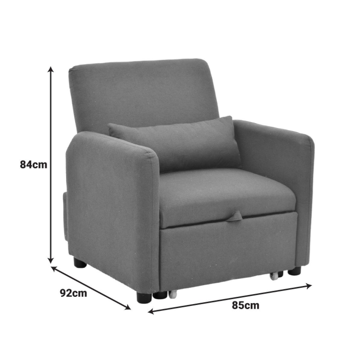 Πολυθρόνα-κρεβάτι Flexa pakoworld ύφασμα γκρι 85x92x84εκ