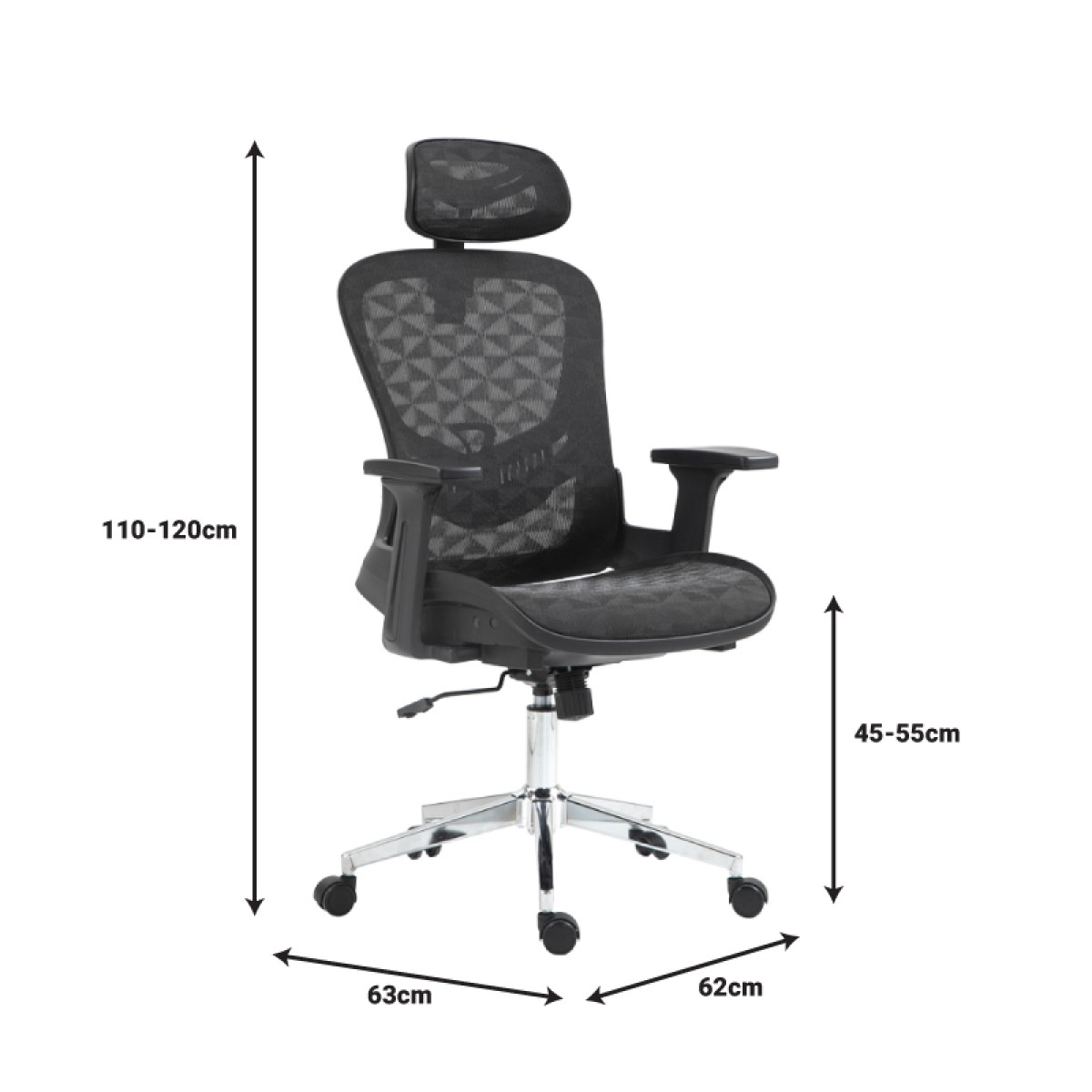 Καρέκλα γραφείου εργασίας Mergi pakoworld μαύρο mesh 62x63x120εκ Καρέκλα γραφείου εργασίας Mergi pakoworld μαύρο mesh 62x63x120εκ