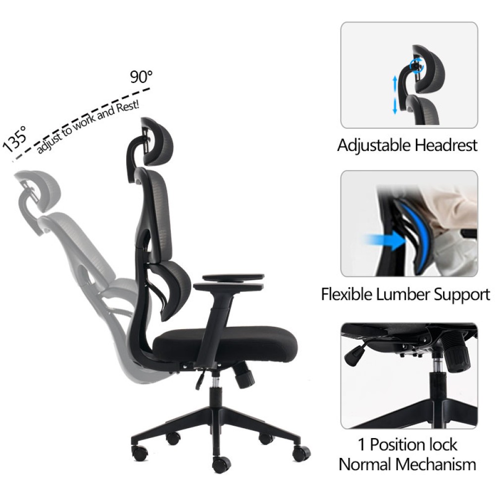 Καρέκλα γραφείου διευθυντή Cadrey pakoworld mesh μαύρο 67x64x120-128εκ