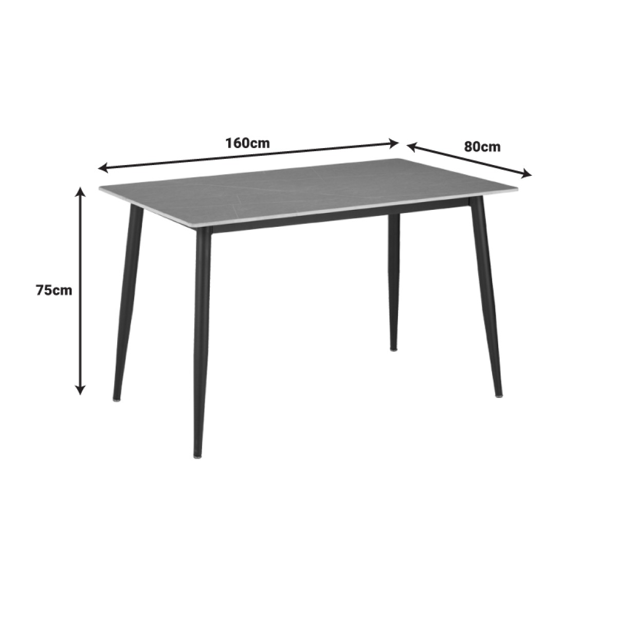 Τραπέζι Gustas pakoworld γκρι μαρμάρου sintered stone-μαύρο μέταλλο 160x80x75εκ Τραπέζι Gustas pakoworld γκρι μαρμάρου sintered stone-μαύρο μέταλλο 160x80x75εκ