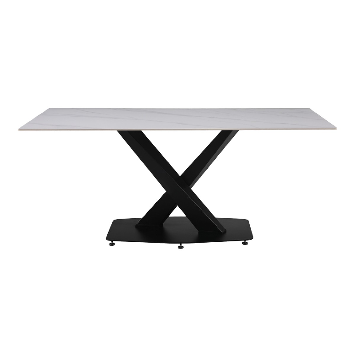 Τραπέζι Tafel pakoworld Sintered stone λευκό με μεταλλικά πόδια σε μαύρη απόχρωση 180x90x76εκ Τραπέζι Tafel pakoworld Sintered stone λευκό με μεταλλικά πόδια σε μαύρη απόχρωση 180x90x76εκ