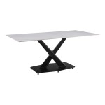 Τραπέζι Tafel pakoworld Sintered stone λευκό με μεταλλικά πόδια σε μαύρη απόχρωση 180x90x76εκ Τραπέζι Tafel pakoworld Sintered stone λευκό με μεταλλικά πόδια σε μαύρη απόχρωση 180x90x76εκ