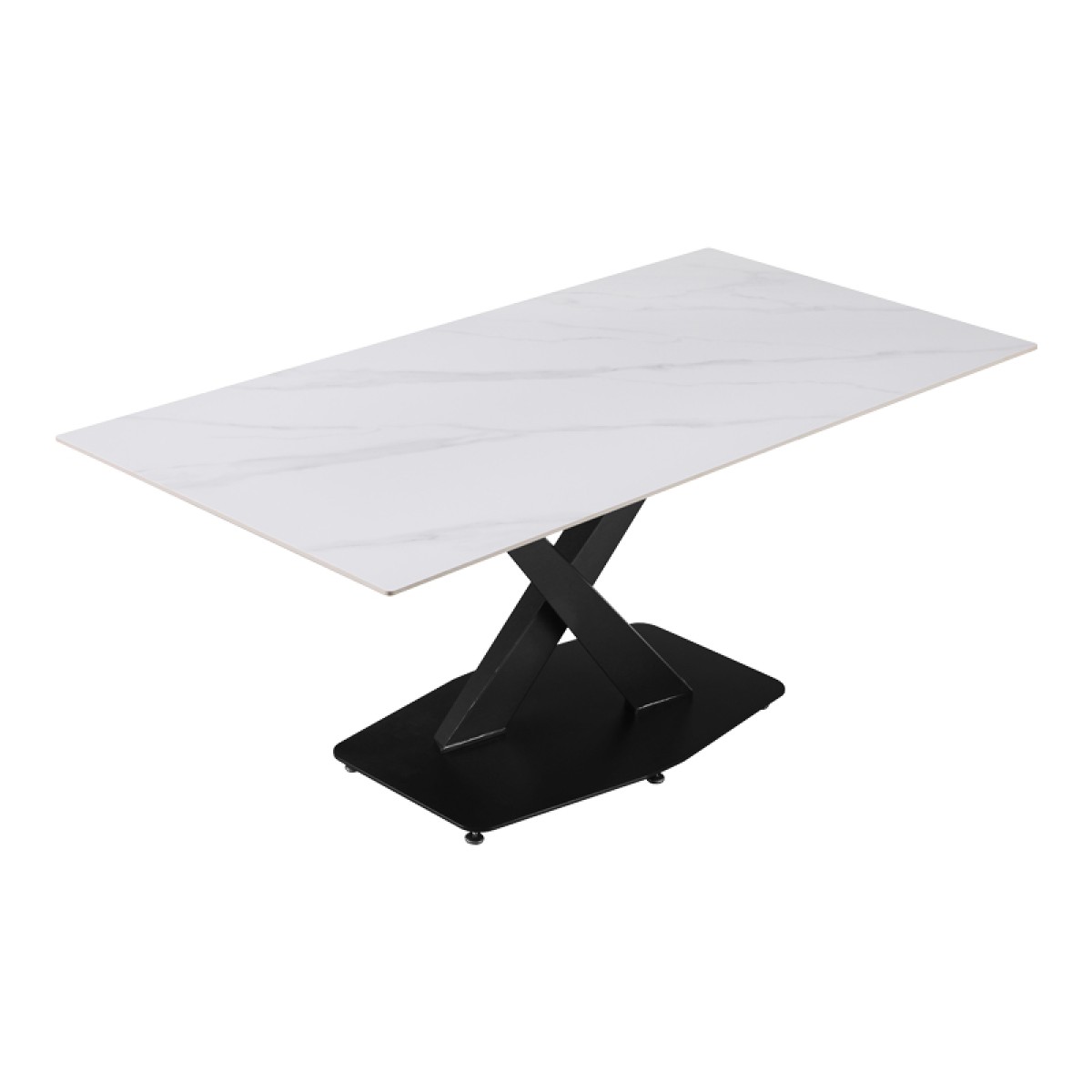 Τραπέζι Tafel pakoworld Sintered stone λευκό με μεταλλικά πόδια σε μαύρη απόχρωση 180x90x76εκ Τραπέζι Tafel pakoworld Sintered stone λευκό με μεταλλικά πόδια σε μαύρη απόχρωση 180x90x76εκ