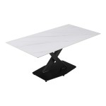 Τραπέζι Tafel pakoworld Sintered stone λευκό με μεταλλικά πόδια σε μαύρη απόχρωση 180x90x76εκ Τραπέζι Tafel pakoworld Sintered stone λευκό με μεταλλικά πόδια σε μαύρη απόχρωση 180x90x76εκ