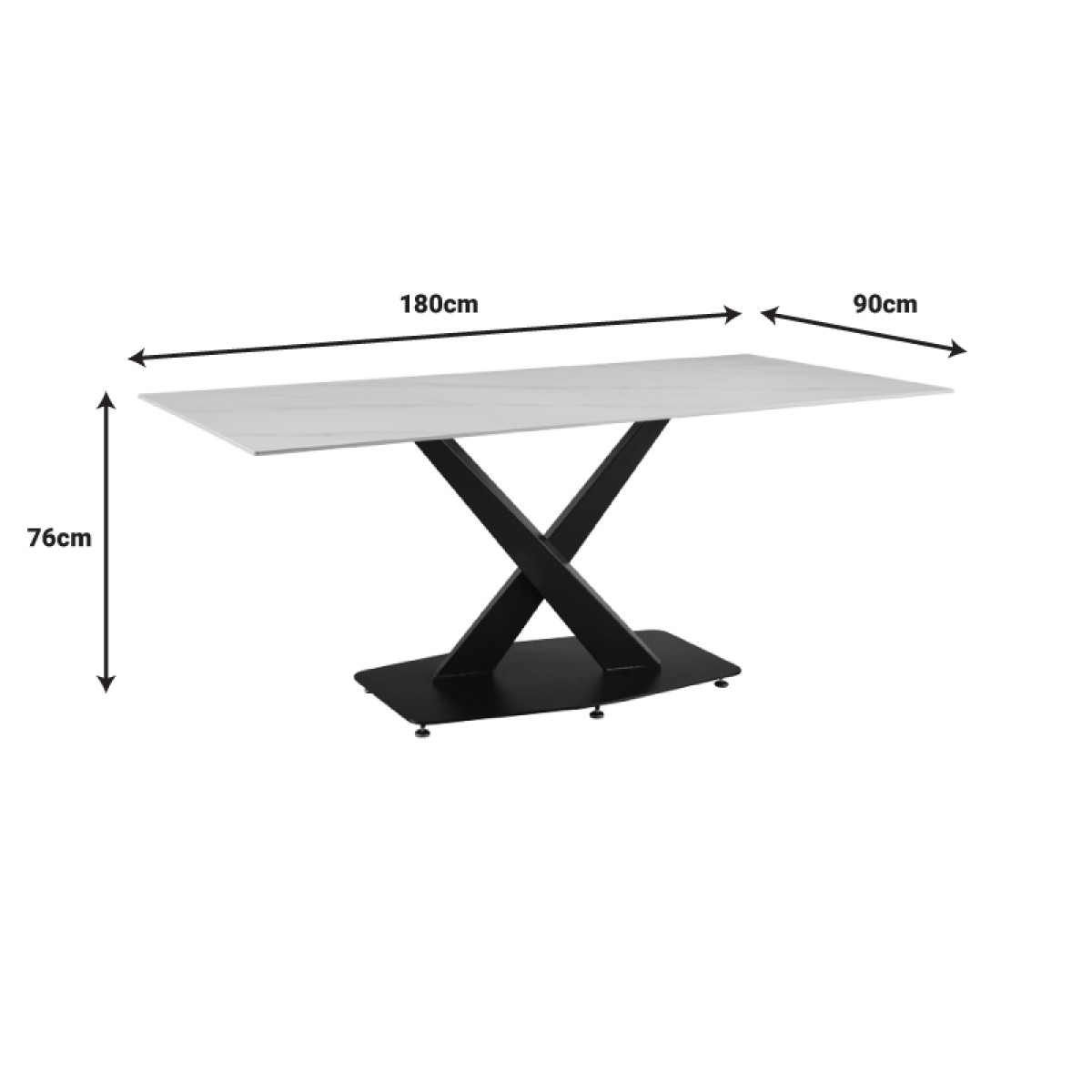 Τραπέζι Tafel pakoworld Sintered stone λευκό με μεταλλικά πόδια σε μαύρη απόχρωση 180x90x76εκ Τραπέζι Tafel pakoworld Sintered stone λευκό με μεταλλικά πόδια σε μαύρη απόχρωση 180x90x76εκ