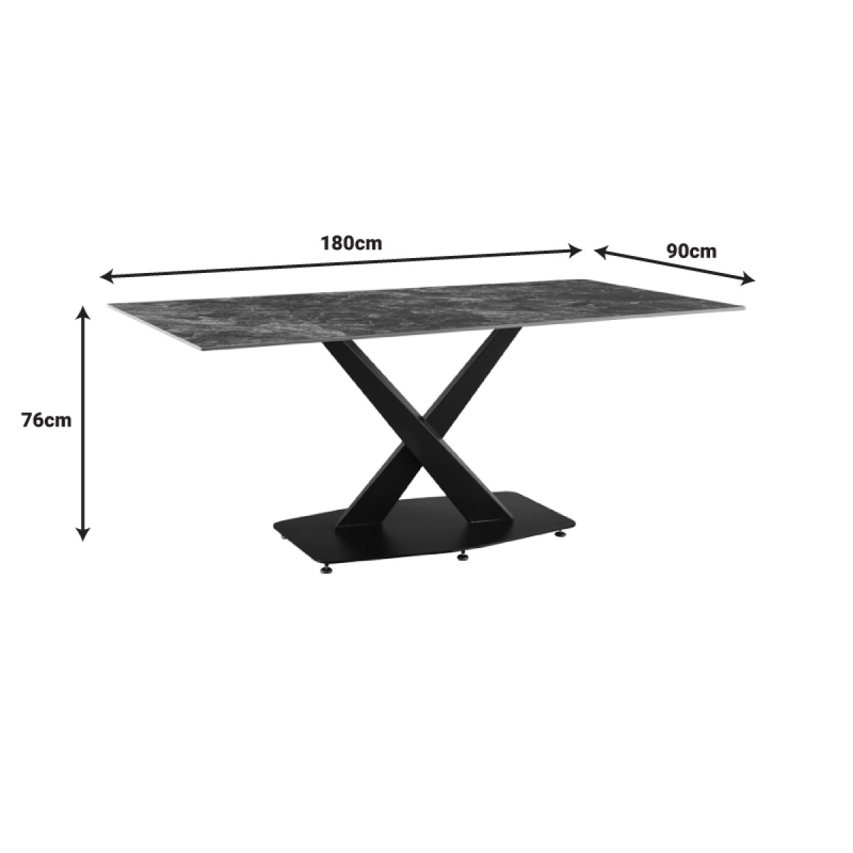 Τραπέζι Tafel pakoworld Sintered stone μαύρο με μεταλλικά πόδια σε μαύρη απόχρωση 180x90x76εκ Τραπέζι Tafel pakoworld Sintered stone μαύρο με μεταλλικά πόδια σε μαύρη απόχρωση 180x90x76εκ