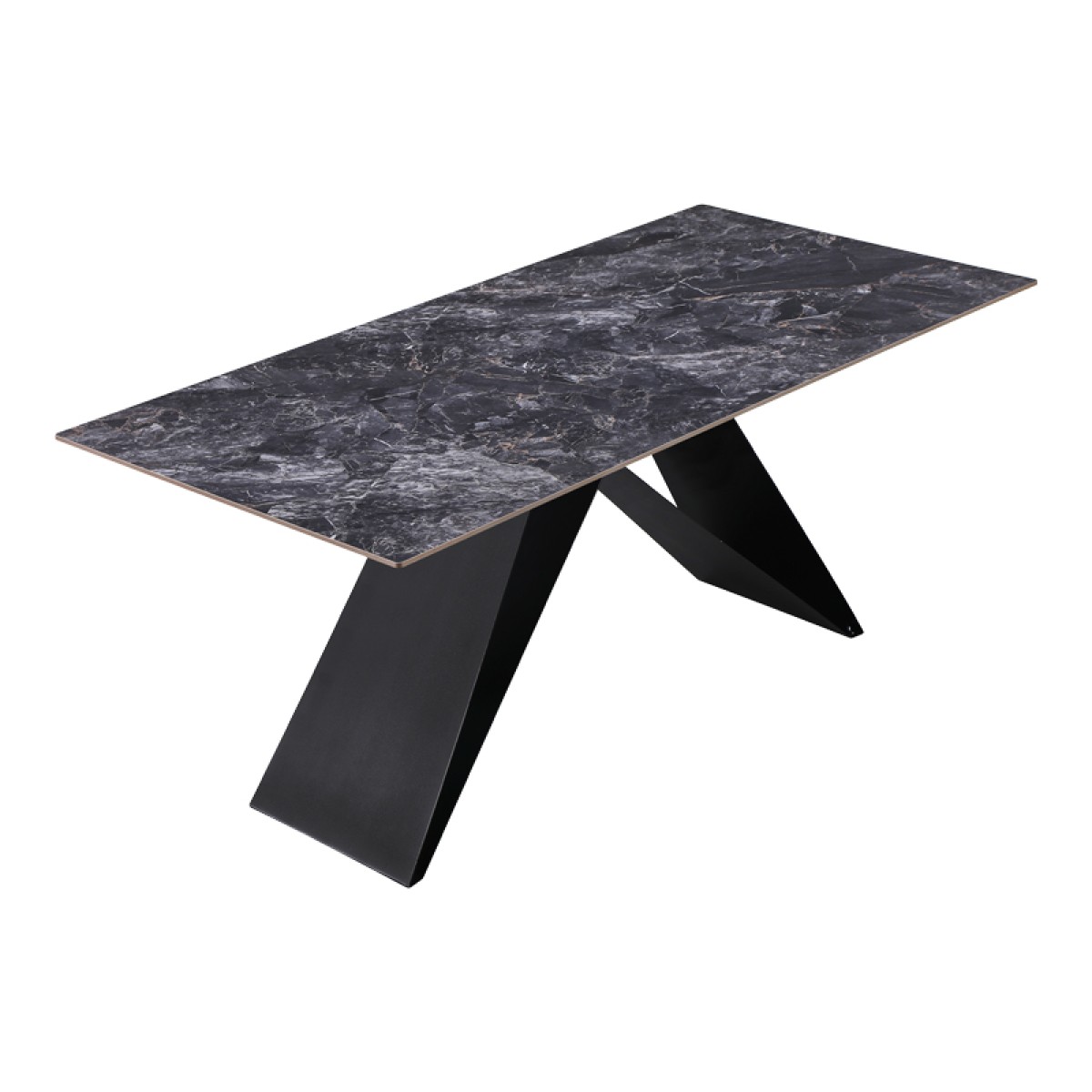 Τραπέζι Meja pakoworld Sintered stone μαύρο με μεταλλικά πόδια σε μαύρη απόχρωση 180x90x76εκ Τραπέζι Meja pakoworld Sintered stone μαύρο με μεταλλικά πόδια σε μαύρη απόχρωση 180x90x76εκ