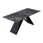 Τραπέζι Meja pakoworld Sintered stone μαύρο με μεταλλικά πόδια σε μαύρη απόχρωση 180x90x76εκ Τραπέζι Meja pakoworld Sintered stone μαύρο με μεταλλικά πόδια σε μαύρη απόχρωση 180x90x76εκ