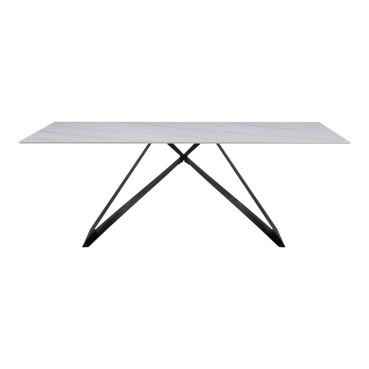 Τραπέζι Meja pakoworld Sintered stone λευκό με μεταλλικά πόδια σε μαύρη απόχρωση 200x100x76εκ Τραπέζι Meja pakoworld Sintered stone λευκό με μεταλλικά πόδια σε μαύρη απόχρωση 200x100x76εκ