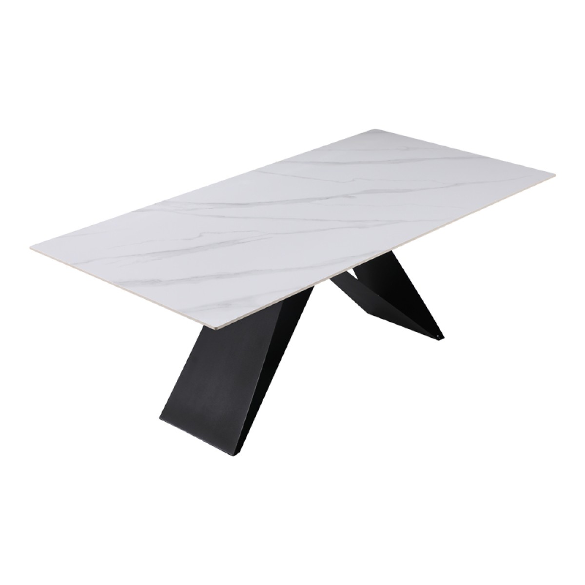 Τραπέζι Meja pakoworld Sintered stone λευκό με μεταλλικά πόδια σε μαύρη απόχρωση 200x100x76εκ Τραπέζι Meja pakoworld Sintered stone λευκό με μεταλλικά πόδια σε μαύρη απόχρωση 200x100x76εκ