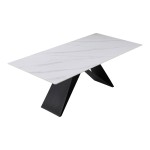 Τραπέζι Meja pakoworld Sintered stone λευκό με μεταλλικά πόδια σε μαύρη απόχρωση 200x100x76εκ Τραπέζι Meja pakoworld Sintered stone λευκό με μεταλλικά πόδια σε μαύρη απόχρωση 200x100x76εκ