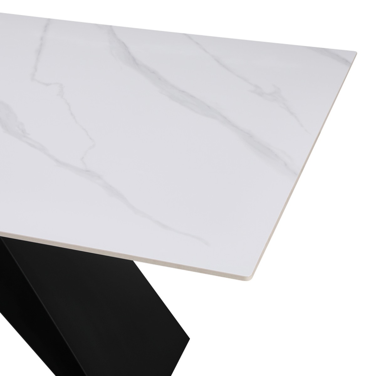 Τραπέζι Meja pakoworld Sintered stone λευκό με μεταλλικά πόδια σε μαύρη απόχρωση 200x100x76εκ Τραπέζι Meja pakoworld Sintered stone λευκό με μεταλλικά πόδια σε μαύρη απόχρωση 200x100x76εκ