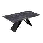 Τραπέζι Meja pakoworld Sintered stone μαύρο με μεταλλικά πόδια σε μαύρη απόχρωση 200x100x76εκ Τραπέζι Meja pakoworld Sintered stone μαύρο με μεταλλικά πόδια σε μαύρη απόχρωση 200x100x76εκ