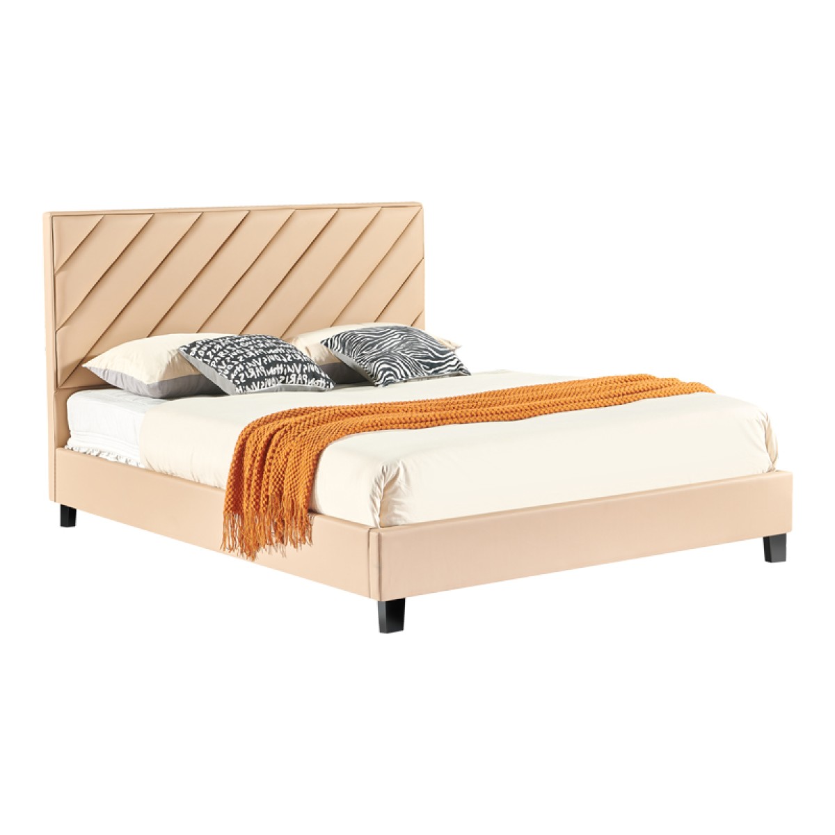 Κρεβάτι διπλό Franky pakoworld pu μπεζ 160x200εκ Κρεβάτι διπλό Franky pakoworld pu μπεζ 160x200εκ