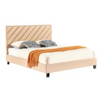 Κρεβάτι διπλό Franky pakoworld pu μπεζ 160x200εκ Κρεβάτι διπλό Franky pakoworld pu μπεζ 160x200εκ