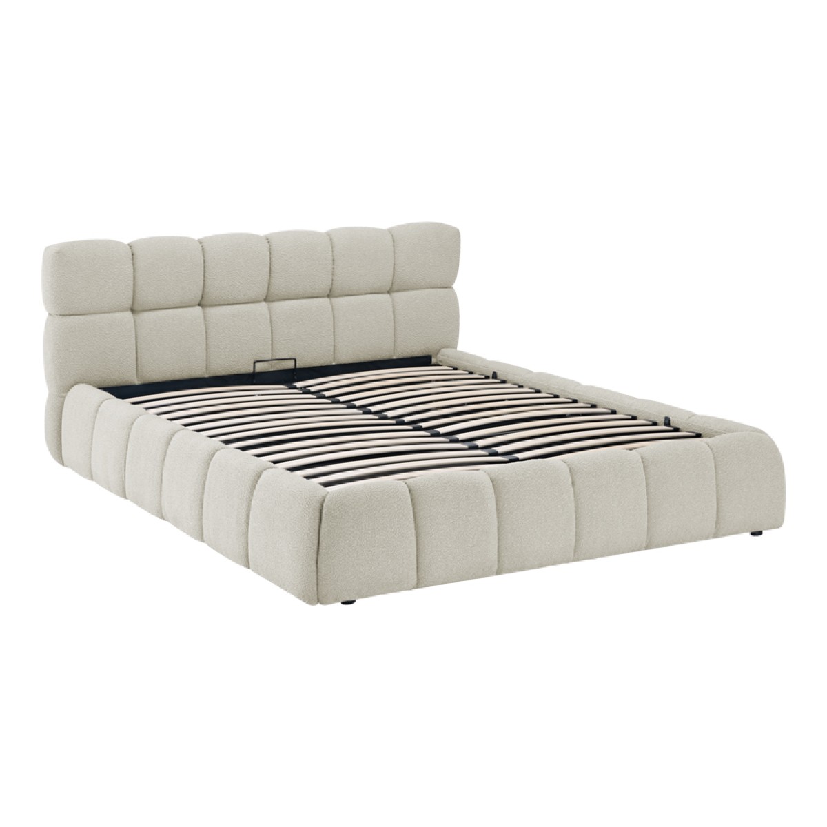 Κρεβάτι Jeby pakoworld ύφασμα σε κρεμ απόχρωση με αποθηκευτικό χώρο 160x200εκ