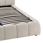Κρεβάτι Jeby pakoworld ύφασμα σε κρεμ απόχρωση με αποθηκευτικό χώρο 160x200εκ