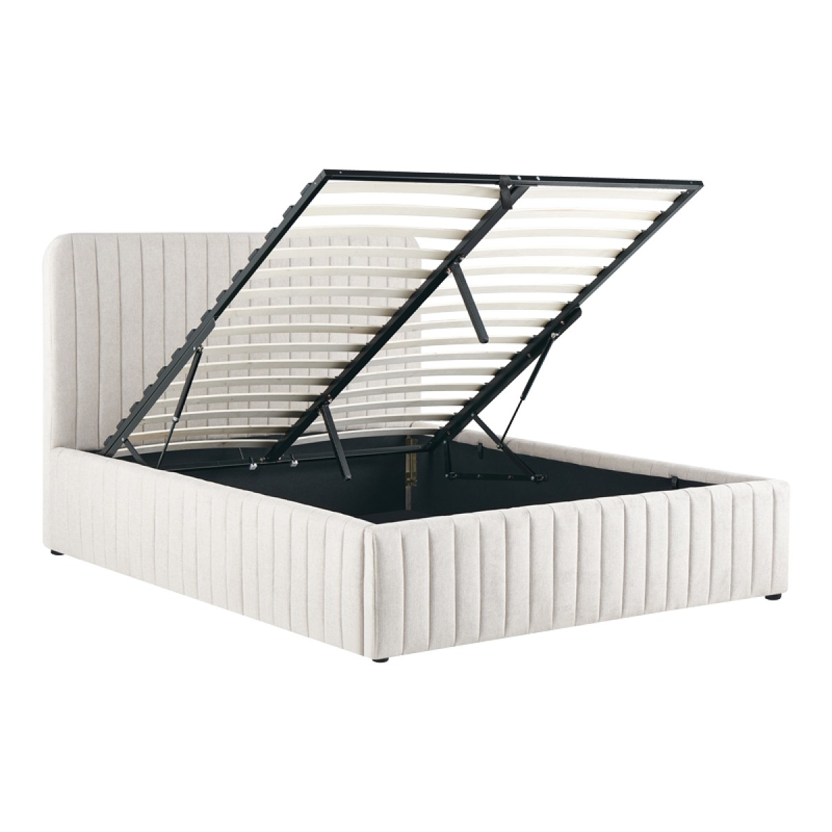 Κρεβάτι διπλό Zilin pakoworld ύφασμα μπεζ με αποθηκευτικό χώρο 160x200εκ