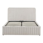 Κρεβάτι διπλό Zilin pakoworld ύφασμα μπεζ με αποθηκευτικό χώρο 160x200εκ