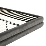 Κρεβάτι διπλό Arlia pakoworld ανθρακί ύφασμα 160x200εκ