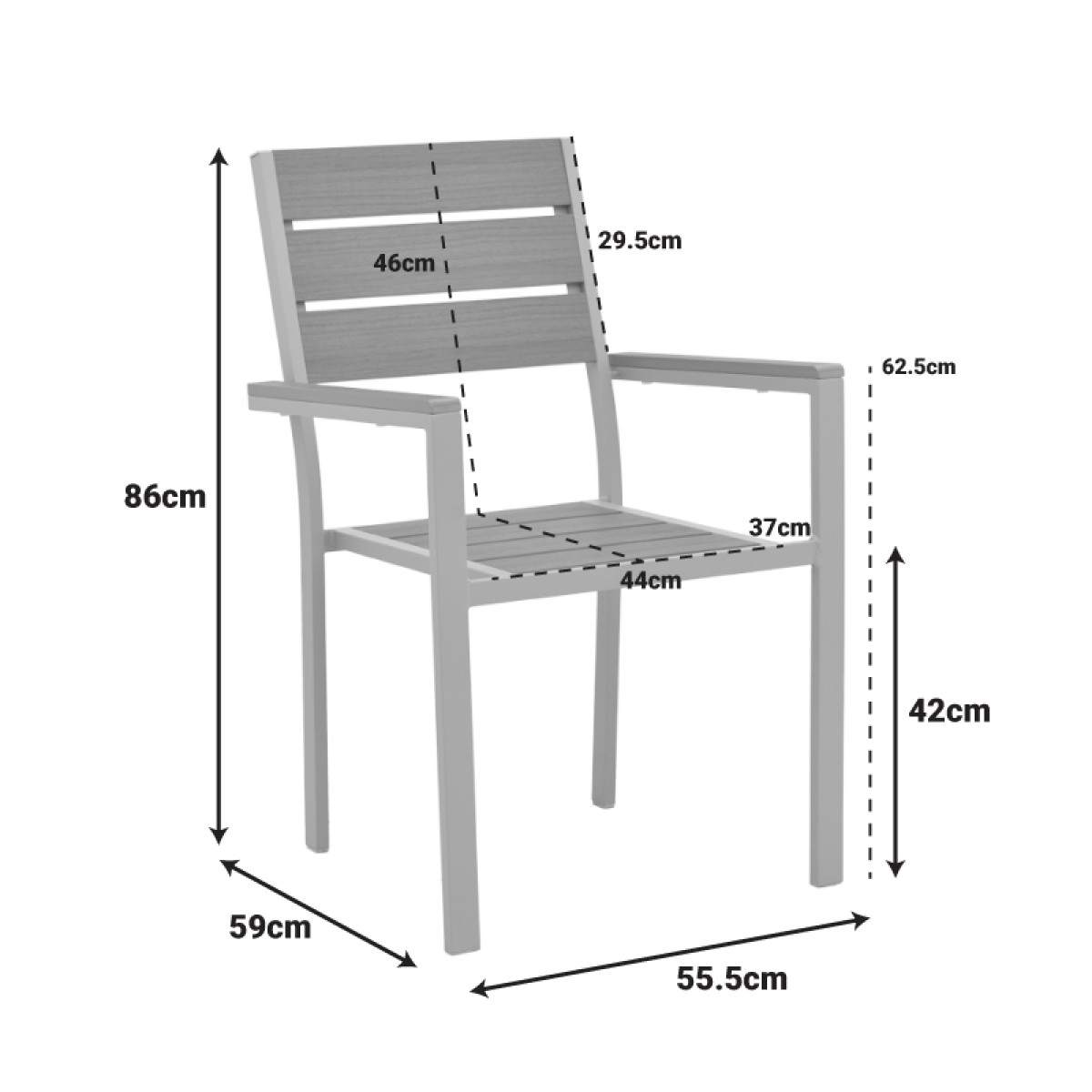 Πολυθρόνα Breze pakoworld στοιβαζόμενη plywood σε φυσική-αλουμίνιο σε λευκή απόχρωση 57.5x60x88εκ