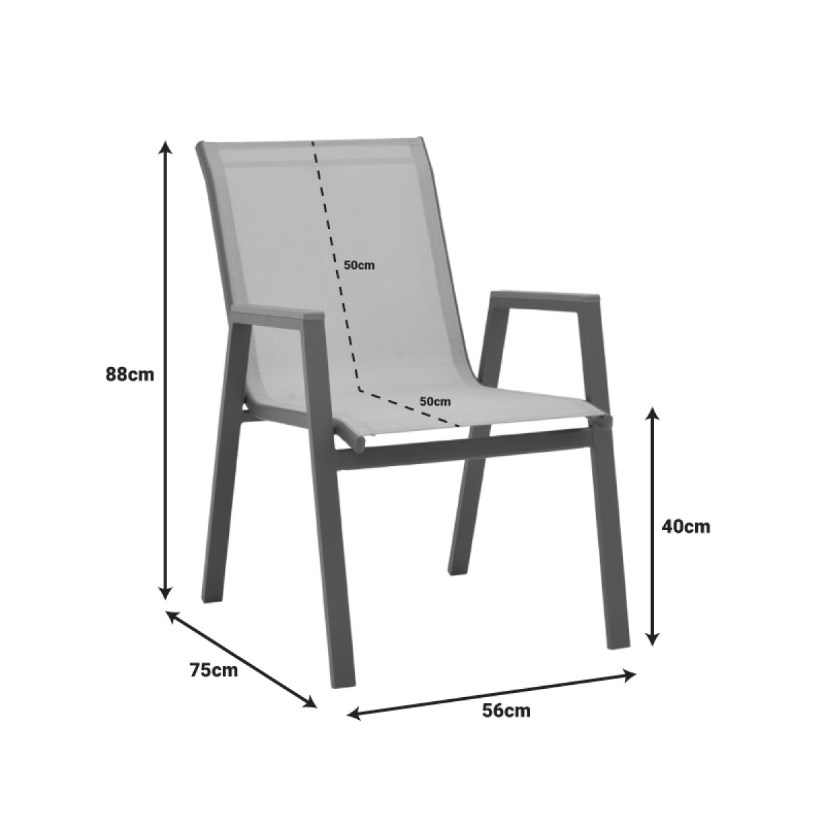 Πολυθρόνα Azelie pakoworld στοιβαζόμενη αλουμίνιο σε cappuccino- textilene σαμπανί 56x75x88εκ
