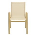 Πολυθρόνα Azelie pakoworld στοιβαζόμενη αλουμίνιο σε cappuccino- textilene σαμπανί 56x75x88εκ