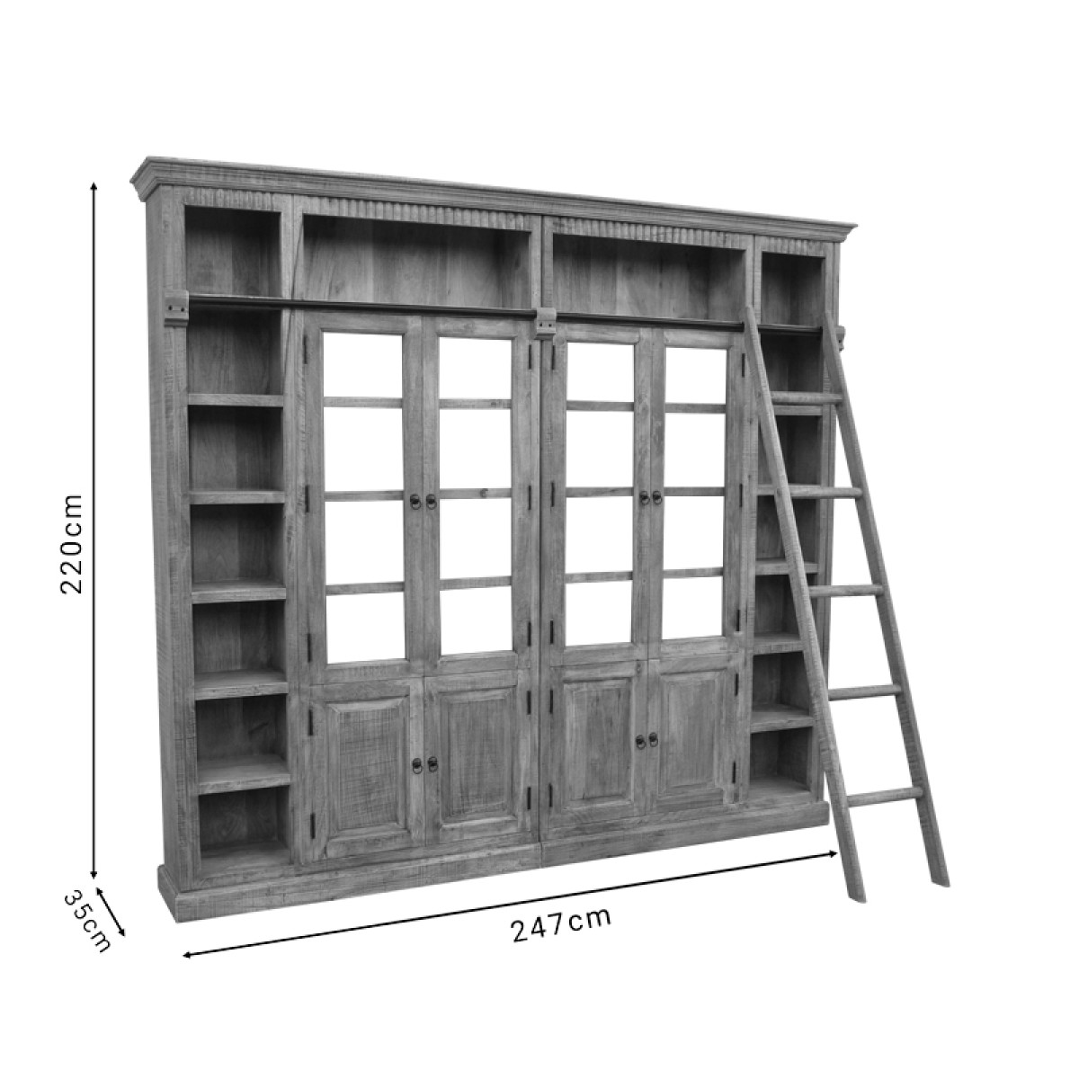 Βιβλιοθήκη Librardy Inart lime wash μασίφ mango ξύλο 247x35x220εκ Βιβλιοθήκη Librardy Inart lime wash μασίφ mango ξύλο 247x35x220εκ