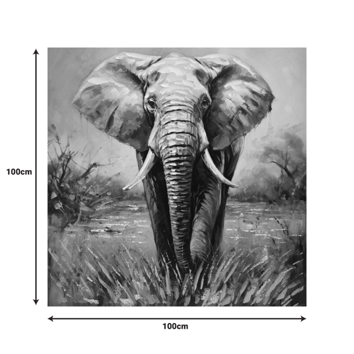 Πίνακας σε καμβά Elepho Inart 100x3x100εκ Πίνακας σε καμβά Elepho Inart 100x3x100εκ