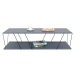 Tραπέζι σαλονιού Tars pakoworld γκρι-μαύρο 120x48x30εκ Tραπέζι σαλονιού Tars pakoworld γκρι-μαύρο 120x48x30εκ