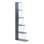 Βιβλιοθήκη Tars pakoworld γκρι-μαύρο 60x24x146.5εκ Βιβλιοθήκη Tars pakoworld γκρι-μαύρο 60x24x146.5εκ