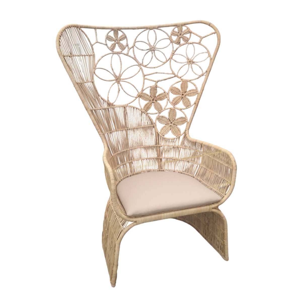 Πολυθρόνα Jake Inart με μπεζ μαξιλάρι-φυσικό rattan 110x82x145εκ Πολυθρόνα Jake Inart με μπεζ μαξιλάρι-φυσικό rattan 110x82x145εκ