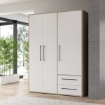 Ντουλάπα ρούχων Razol pakoworld τρίφυλλη λευκό-sonoma μελανίνης 144.5x59x200εκ Ντουλάπα ρούχων Razol pakoworld τρίφυλλη λευκό-sonoma μελανίνης 144.5x59x200εκ