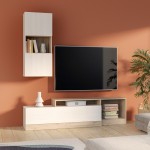 Σύνθετο σαλονιού Halmi pakoworld λευκό-oak μελαμίνης 180x39x190εκ Σύνθετο σαλονιού Halmi pakoworld λευκό-oak μελαμίνης 180x39x190εκ