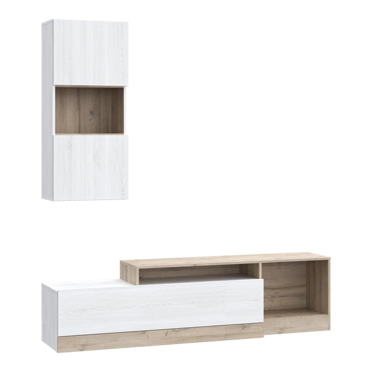 Σύνθετο σαλονιού Halmi pakoworld λευκό-oak μελαμίνης 180x39x190εκ Σύνθετο σαλονιού Halmi pakoworld λευκό-oak μελαμίνης 180x39x190εκ