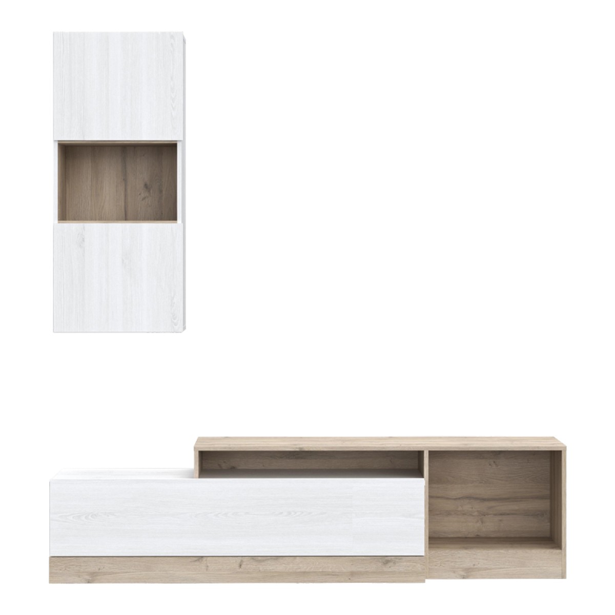 Σύνθετο σαλονιού Halmi pakoworld λευκό-oak μελαμίνης 180x39x190εκ Σύνθετο σαλονιού Halmi pakoworld λευκό-oak μελαμίνης 180x39x190εκ