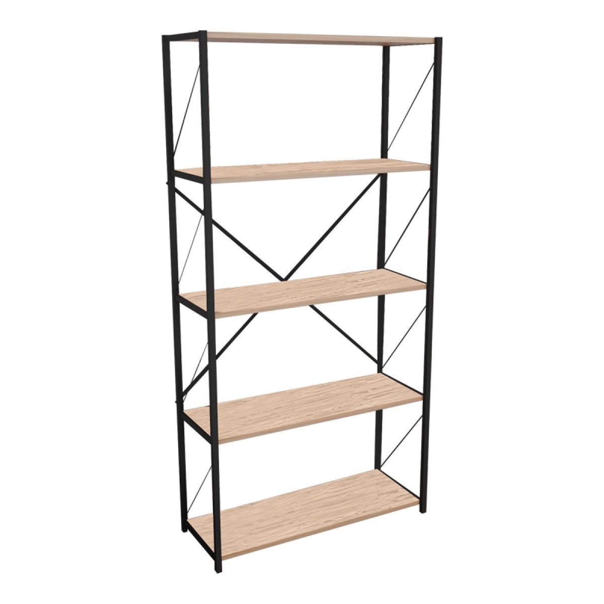 Βιβλιοθήκη Tikilmo pakoworld oak μελαμίνης-μαύρο μέταλλο 88x34x180εκ Βιβλιοθήκη Tikilmo pakoworld oak μελαμίνης-μαύρο μέταλλο 88x34x180εκ