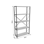 Βιβλιοθήκη Tikilmo pakoworld oak μελαμίνης-μαύρο μέταλλο 88x34x180εκ Βιβλιοθήκη Tikilmo pakoworld oak μελαμίνης-μαύρο μέταλλο 88x34x180εκ