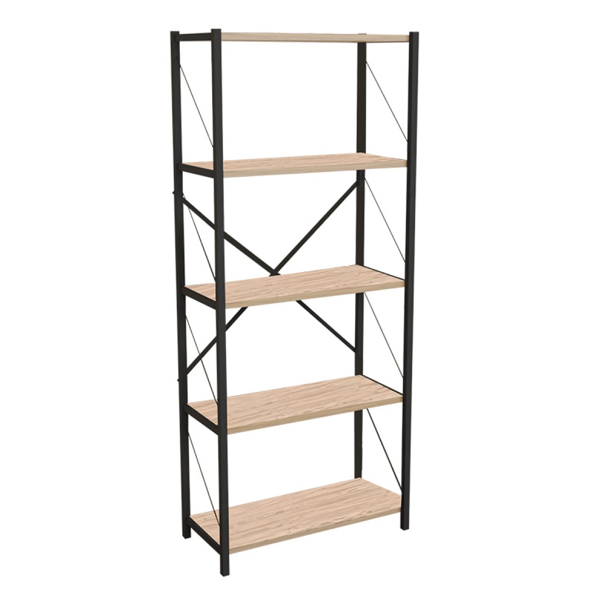 Βιβλιοθήκη Draizy pakoworld oak μελαμίνης-μαύρο μέταλλο 63x30x150εκ Βιβλιοθήκη Draizy pakoworld oak μελαμίνης-μαύρο μέταλλο 63x30x150εκ