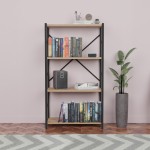 Βιβλιοθήκη Jackrey pakoworld oak μελαμίνης-μαύρο μέταλλο 60x30x114εκ Βιβλιοθήκη Jackrey pakoworld oak μελαμίνης-μαύρο μέταλλο 60x30x114εκ