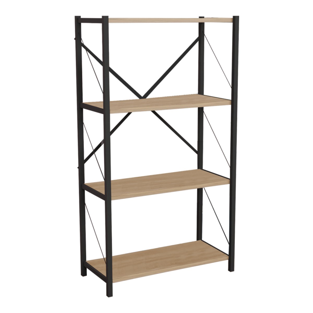 Βιβλιοθήκη Jackrey pakoworld oak μελαμίνης-μαύρο μέταλλο 60x30x114εκ Βιβλιοθήκη Jackrey pakoworld oak μελαμίνης-μαύρο μέταλλο 60x30x114εκ
