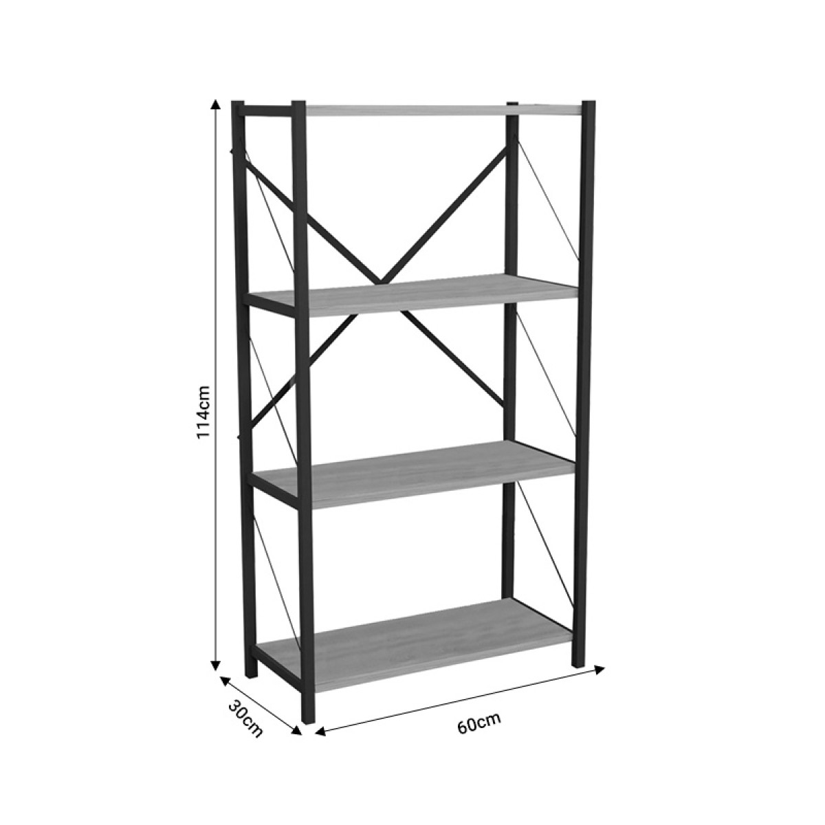 Βιβλιοθήκη Jackrey pakoworld oak μελαμίνης-μαύρο μέταλλο 60x30x114εκ Βιβλιοθήκη Jackrey pakoworld oak μελαμίνης-μαύρο μέταλλο 60x30x114εκ