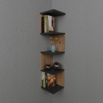 Ραφιέρα τοίχου Zigzag pakoworld oak-ανθρακί μελαμίνης 25x25x109εκ Ραφιέρα τοίχου Zigzag pakoworld oak-ανθρακί μελαμίνης 25x25x109εκ