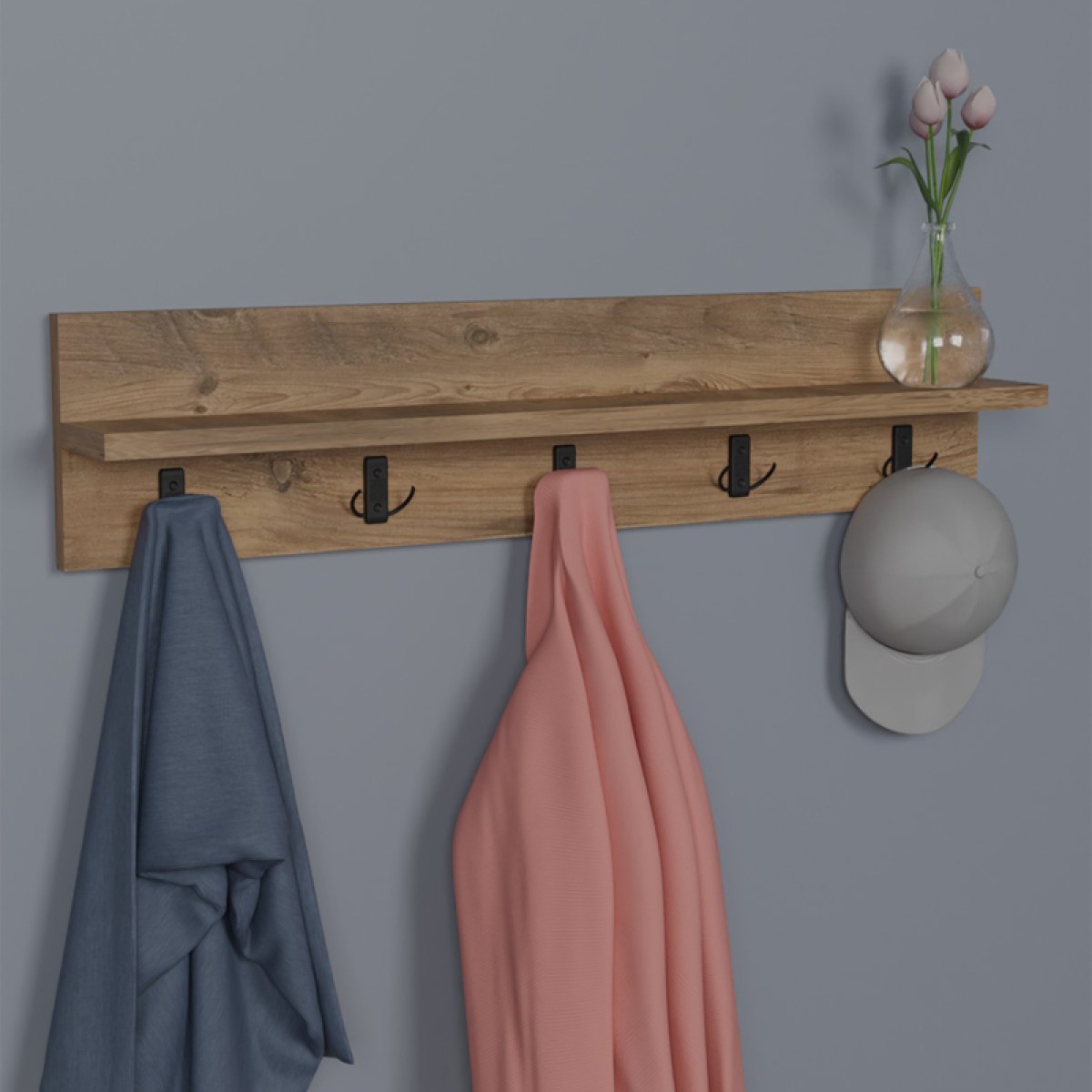 Κρεμάστρα τοίχου Esform pakoworld oak μελαμίνης 80x11x18εκ Κρεμάστρα τοίχου Esform pakoworld oak μελαμίνης 80x11x18εκ
