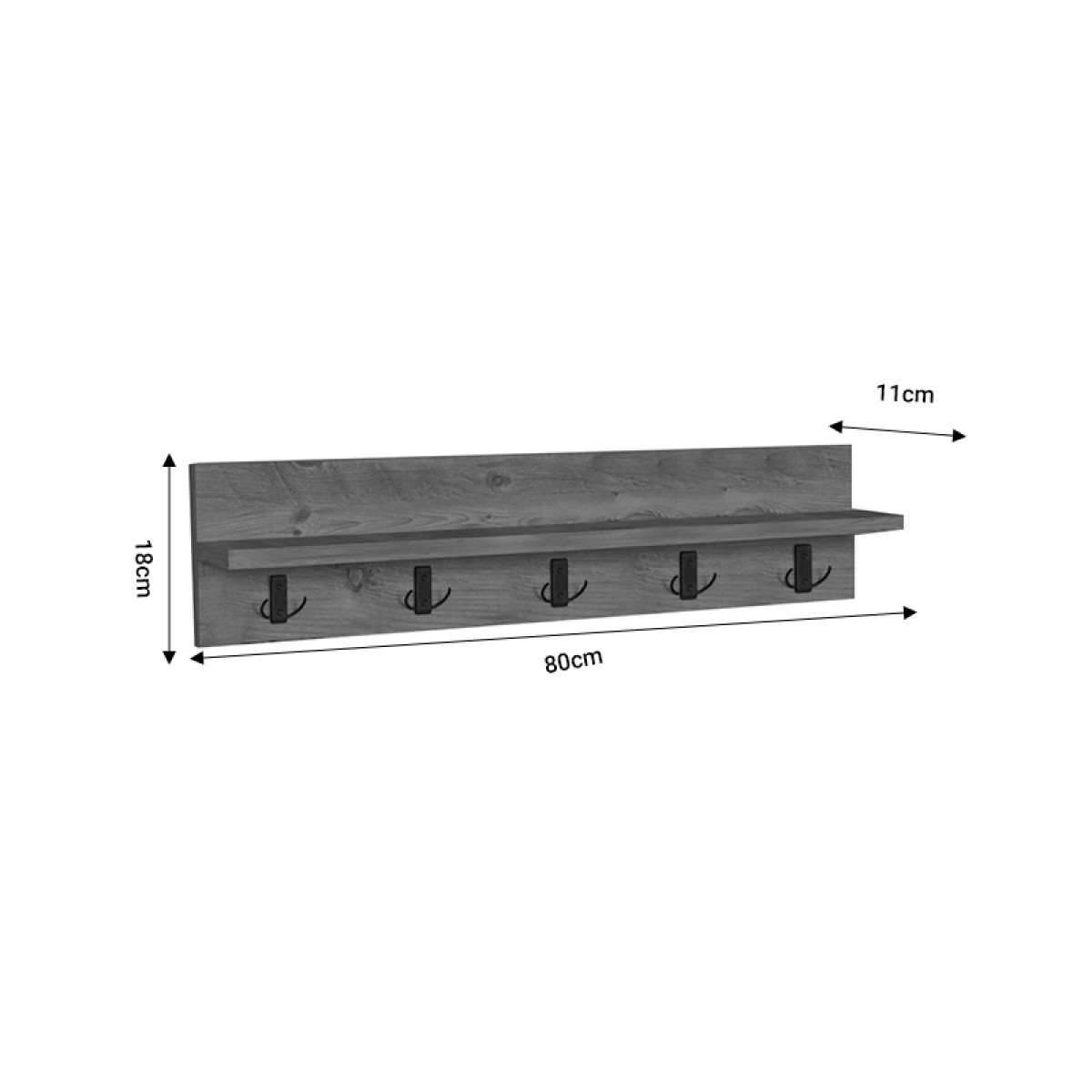 Κρεμάστρα τοίχου Esform pakoworld oak μελαμίνης 80x11x18εκ Κρεμάστρα τοίχου Esform pakoworld oak μελαμίνης 80x11x18εκ